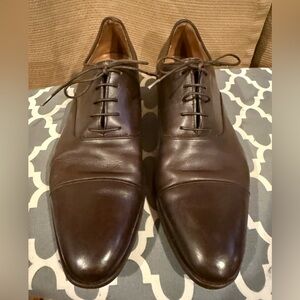 Gravati Men’s Oxfords Brown Leather Cap Toe Dress Shoes Size 10M Made In Italy